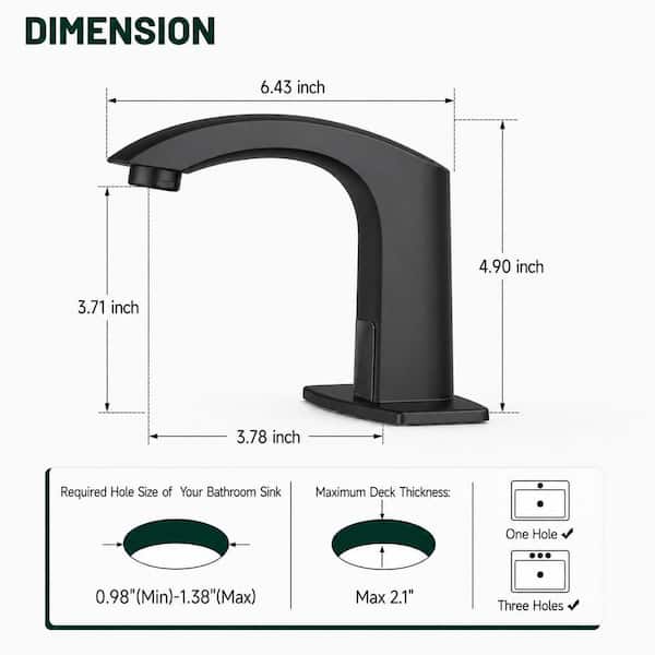Automatic Sensor Touchless Bathroom Sink Faucet with Deck Plate in Matte Black