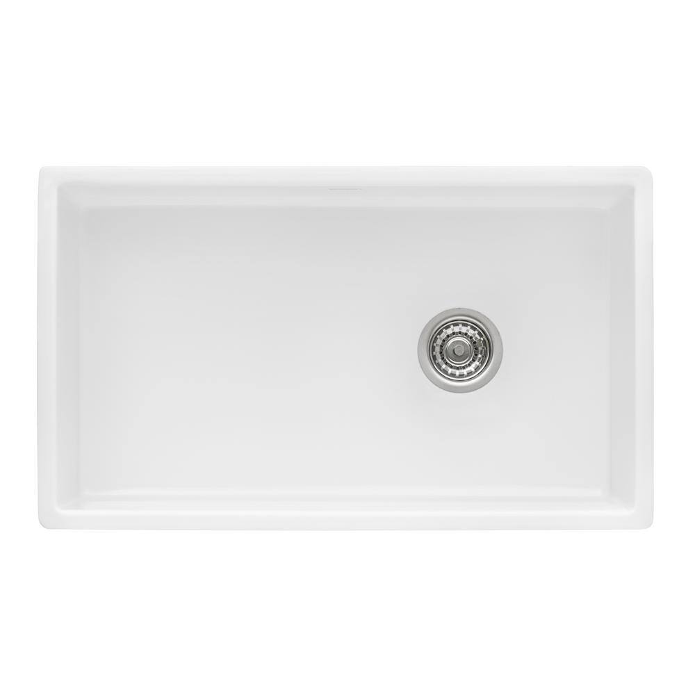 Ruvati 30-Inch White Fireclay Farmhouse Kitchen Sink