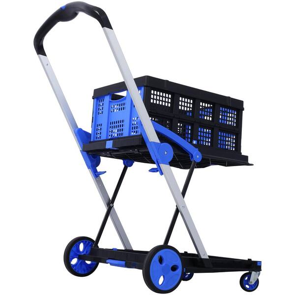 Rolling Utility Cart With Wheels For Teachers, Grocery Cart On Wheels Foldable, Foldable Shopping Trolley With Sliding Lid, 4 Swivel Wheels And 2 Brakes, For Shopping Moving Office, Grey, 65L