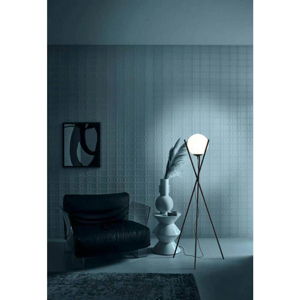 Salvezinas Adjustable Black Tripod Floor Lamp with White Glass Sphere