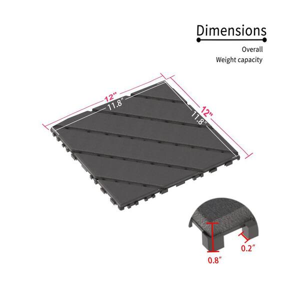 1 ft. x 1 ft. Grey Plastic Interlocking Deck Tiles, 44-Pack Patio