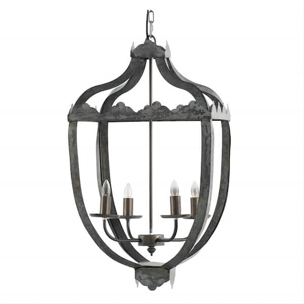 Unbranded 4 Light Gray Rustic Lantern Shape Chandelier for Kitchen with no bulbs included