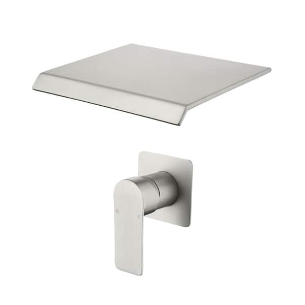 Single-Handle Rectangular Wall Mounted Bathroom Faucet or Bathtub in Nickel