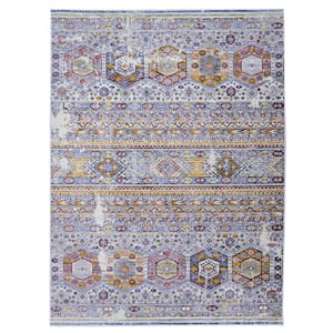 Mystic Heriz Ivory and Blue 6 ft. 6 in. x 9 ft. 3 in. Area Rug