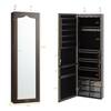 Front and side views of the jewelry armoire with dimensions.