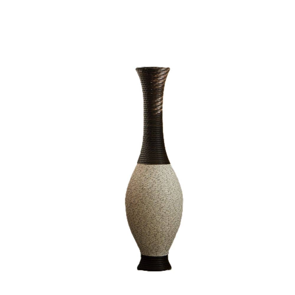 40.2 White Plus Black Plastic Floor Decor Vase Elegant 2-Tone Finish Dur