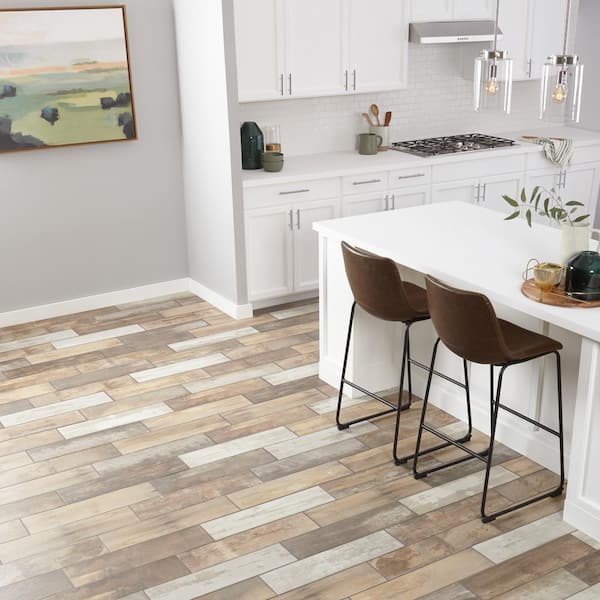 Marazzi Montagna Wood Vintage Chic 6 in. x 24 in. Porcelain Floor and Wall  Tile (14.53 sq. ft. / case) ULRW624HD1PR - The Home Depot