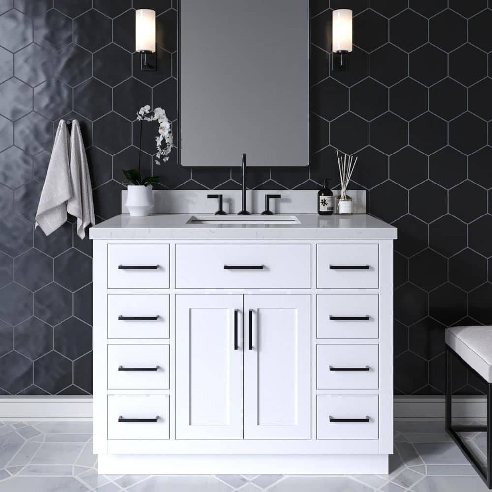 42'' White Wood Freestanding Single Bathroom Vanity Base