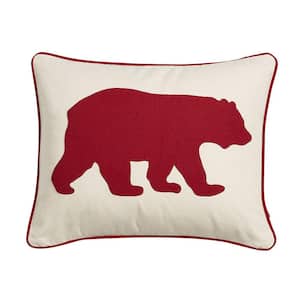 Red Bear Animal Print Cotton 16 in. x 20 in. Throw Pillow