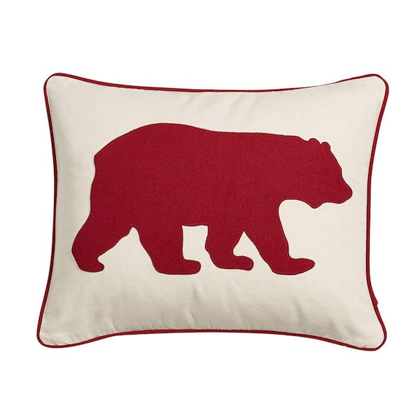 Eddie Bauer Red Bear Animal Print Cotton 16 in. x 20 in. Throw Pillow