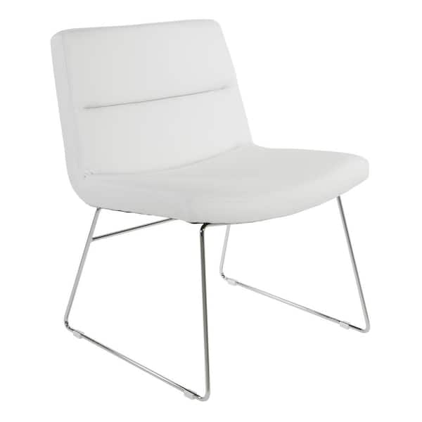 White Faux Leather with Chrome Sled Base Thompson Chair
