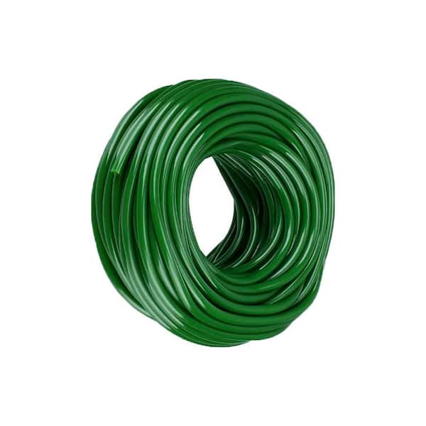 1/4 in. O.D. x 3/16 in. I.D. Drip Irrigation Tubing, 100 ft. Green, Flexible PVC for Gardens, Hydroponics