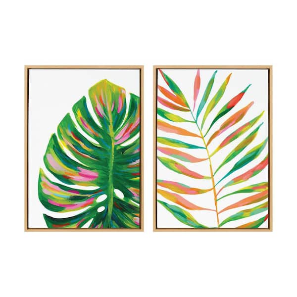 Kate and Laurel Sylvie "EV Monstera and EV Palma No 2 in. by Jessi Raulet of Ettavee 2 Piece Framed Art Print 18 in. x 24 in.
