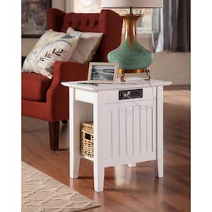 Nantucket White Chair Side Table with Charging Station