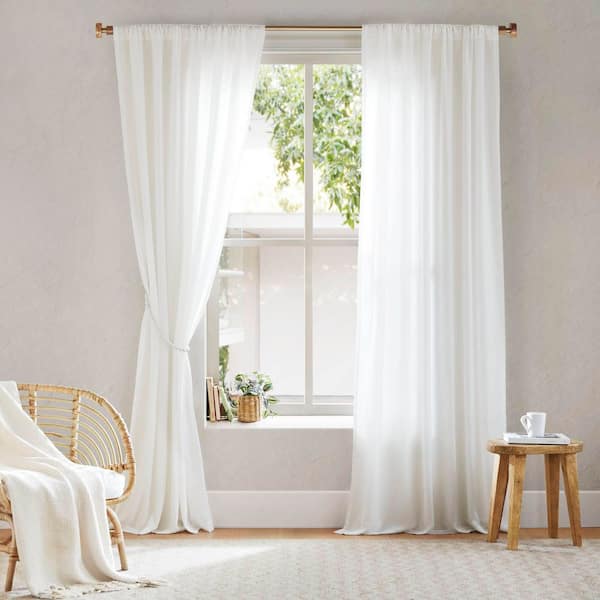 Lexus White Polyester 52 in. W x 120 in. L Room Darkening Curtain Panel Set of 2