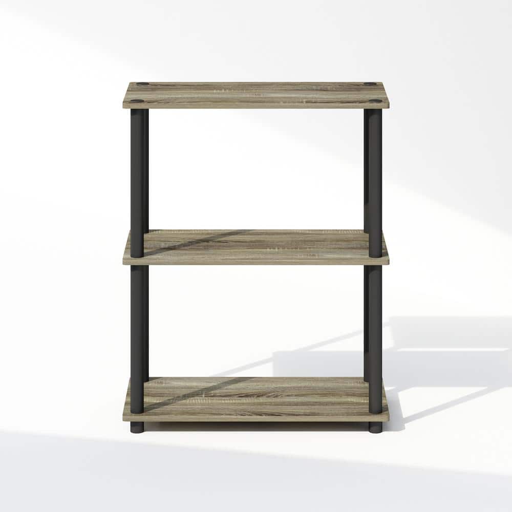 Gray Medium Wood 3-Tier Vertical Bookcase