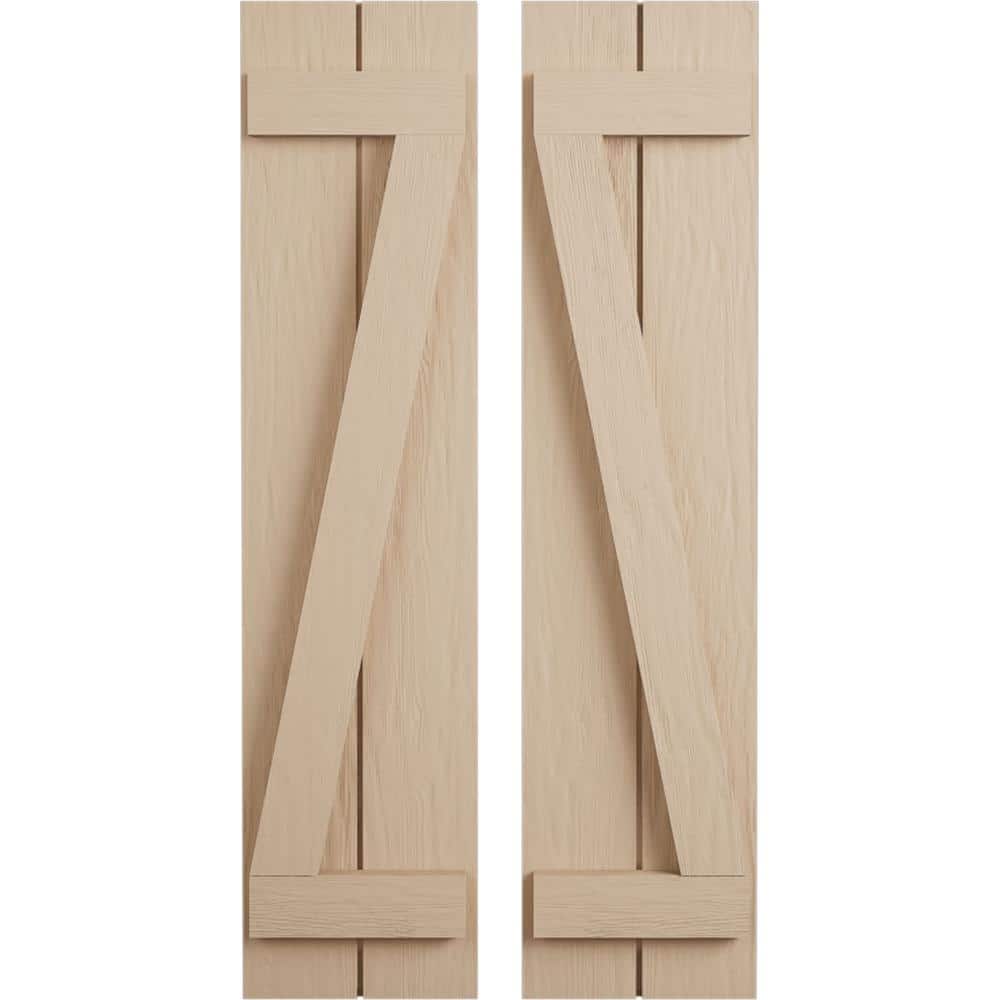 11 in. x 58 in. Timberthane Polyurethane 2-Board Joined Board-n-Batten Rough Sawn Faux Wood Shutters w/Z-Board Pair price history on PriceWatchPro