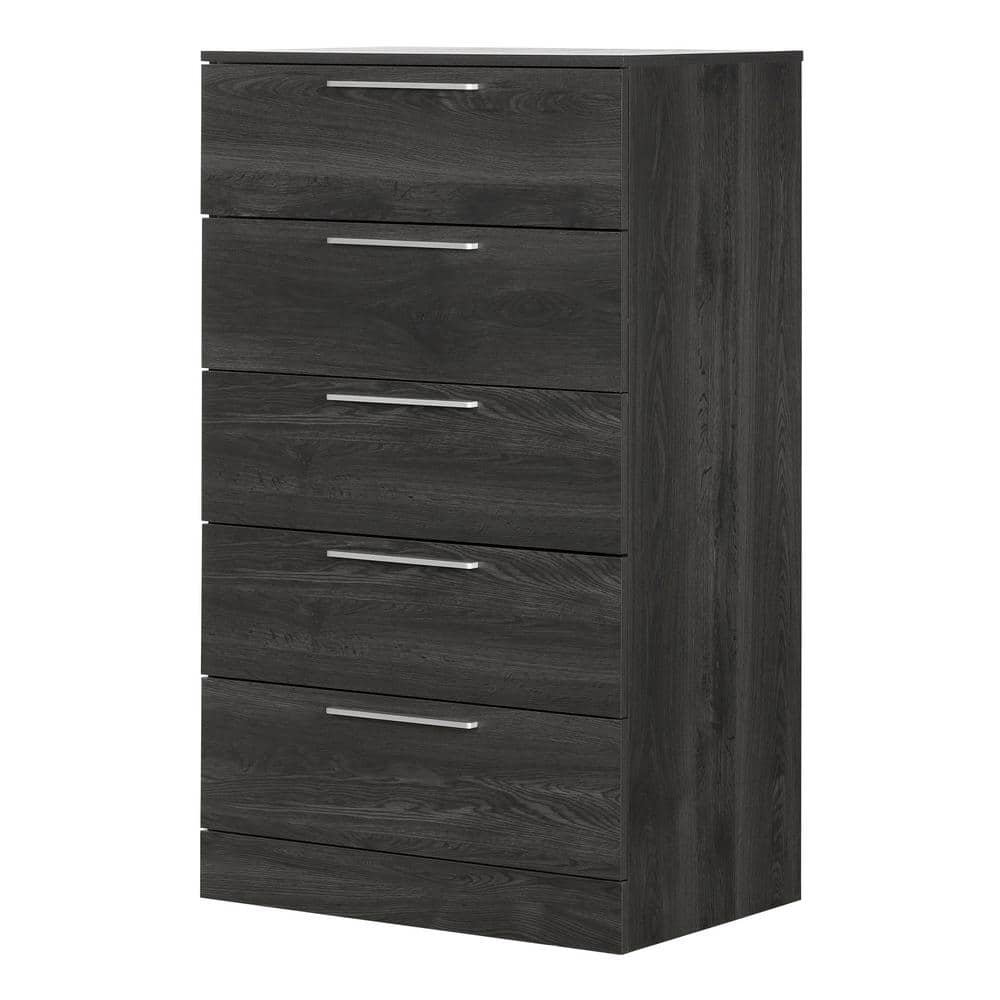 Gray Oak Farmhouse 5-Drawer Tall Dresser