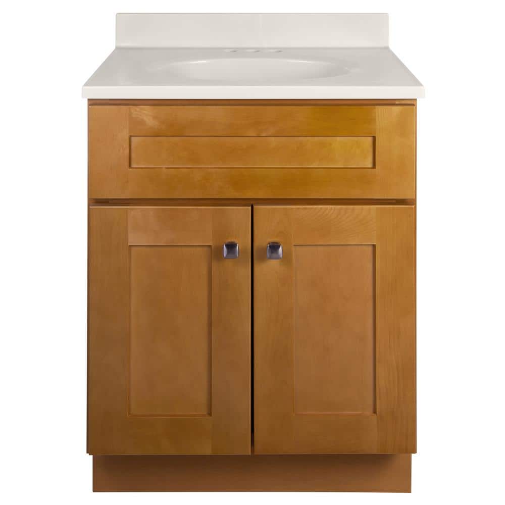 Modern Birch 25" Freestanding Bathroom Vanity with Cultured Marble Top