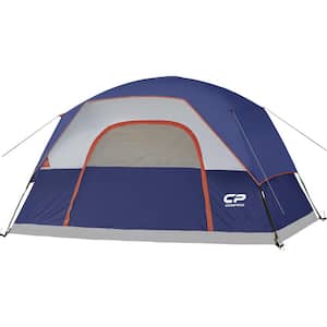 9 ft. x 12 ft. Blue 8-Person Windproof Camping Tents with Rainfly, Large Mesh Windows, Wider Door and Carry Bag