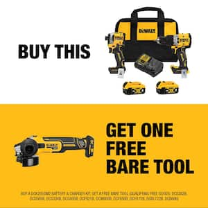 DEWALT 20V MAX XR Cordless Grinder 2 Tool Combo Kit with 4.5 in