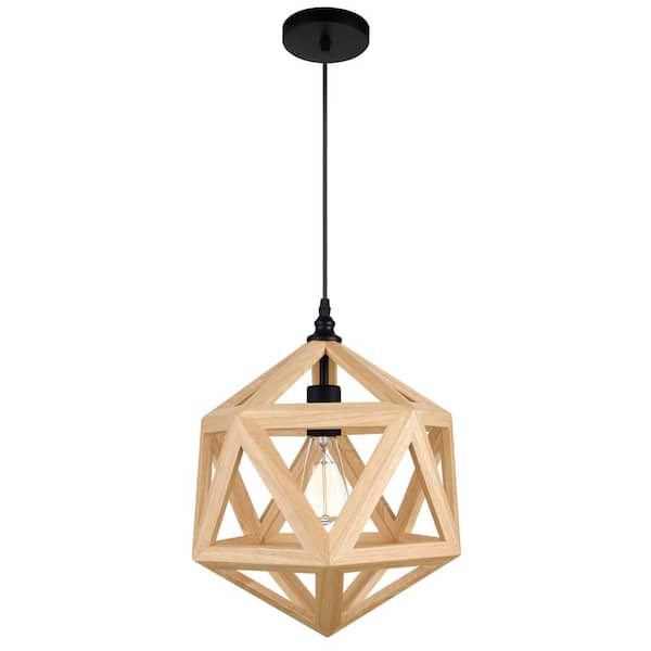 CWI Lighting Lante 1 Light Pendant With Black & Wood Finish