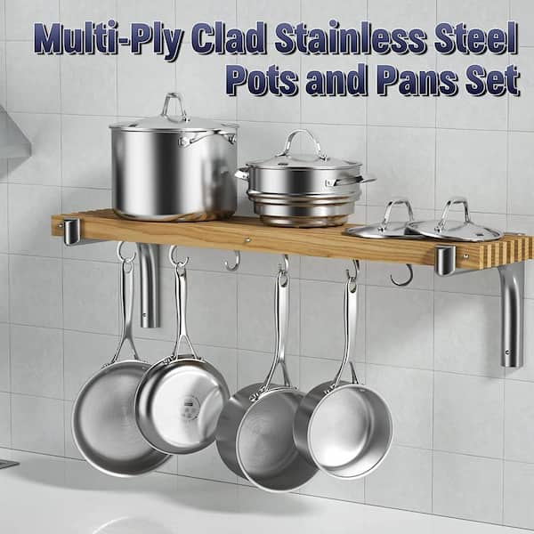 Multi-Ply Clad 12-Piece Stainless Steel Nonstick Cookware Set