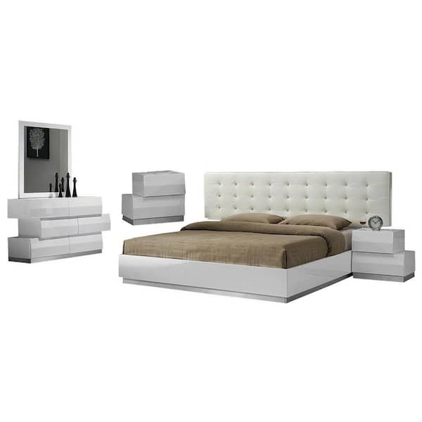 Best Master Furniture Spain 5-Piece White Modern Queen Bedroom Set