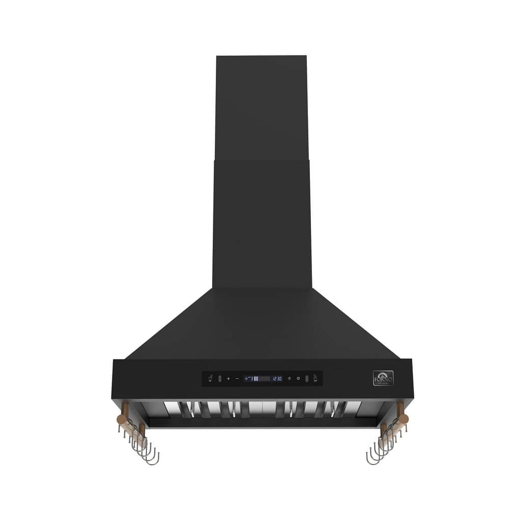 Forno Venezia 30 in. Wall-Mounted Range Hood in Black with Touch Controls and Baffle Filters, Ducted