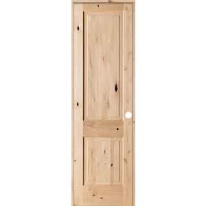 28 in. x 96 in. Rustic Knotty Alder 2 Panel Square Top Solid Wood Left-Hand Single Prehung Interior Door