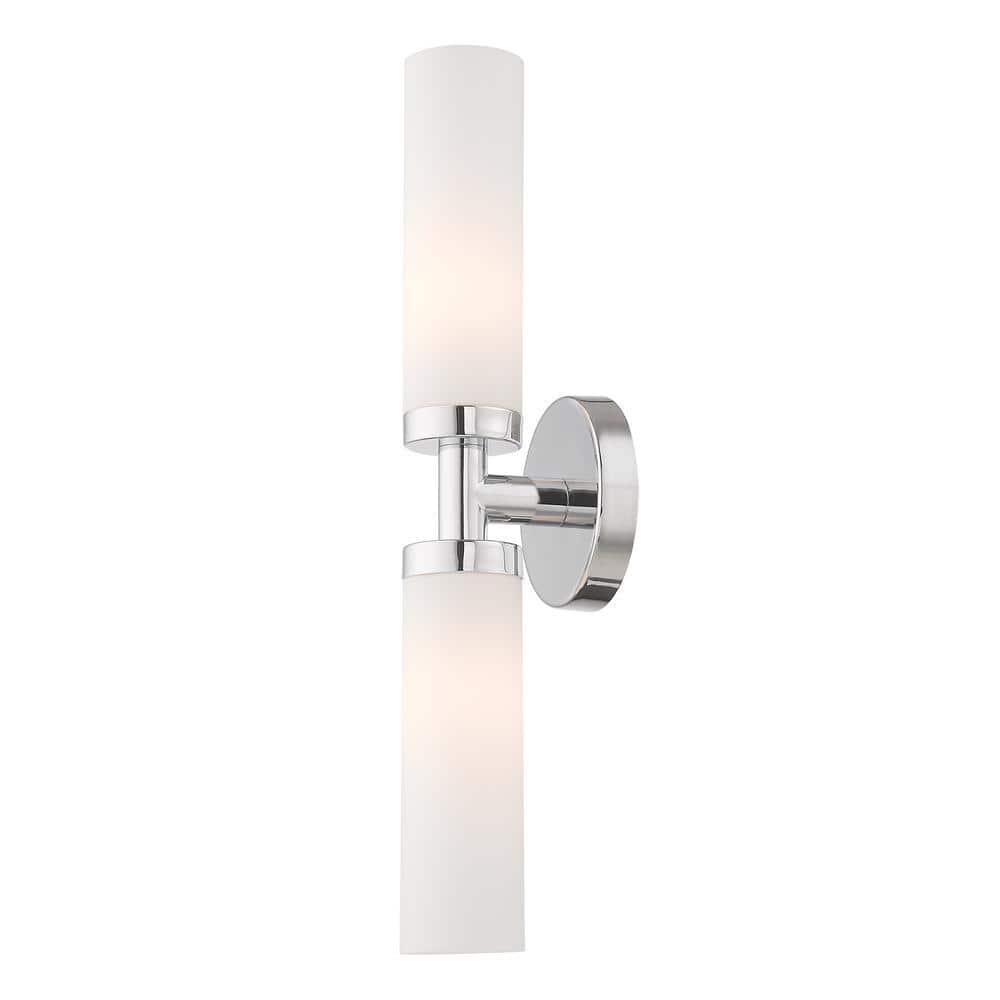 Aero 18" Chrome 2-Light Bath Vanity with Opal Glass