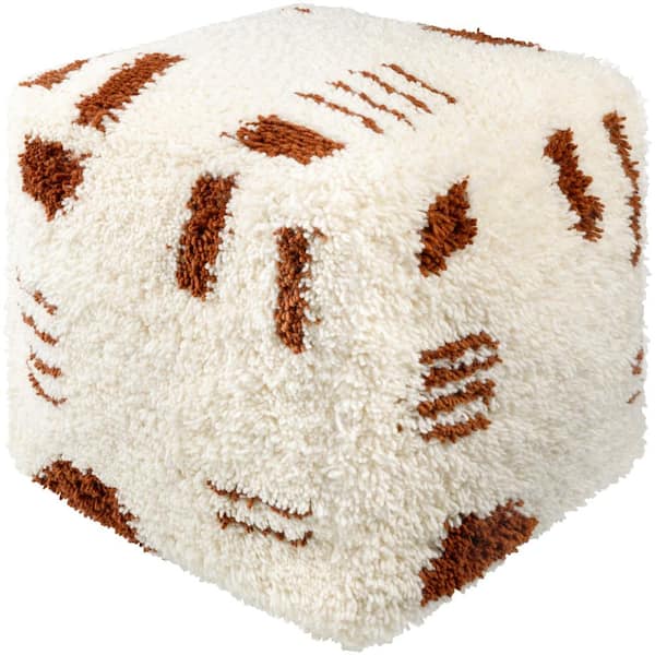 Artistic Weavers Mike Brown/Cream Modern Wool 18 in. L x 18 in. W x 18 in. H Pouf