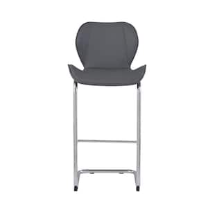 26 in. Gray Low Back Metal Bar Chair with Wood Seat Set of 4