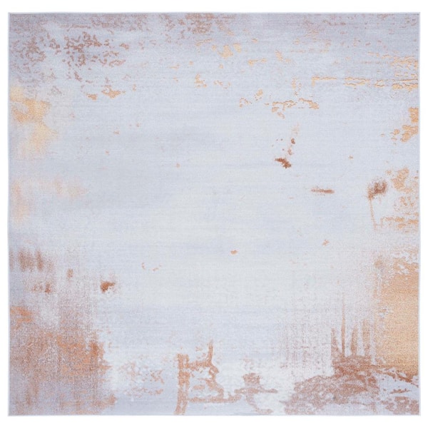 SAFAVIEH Tacoma Gray/Rust 6 ft. x 6 ft. Machine Washable Abstract Distressed Square Area Rug