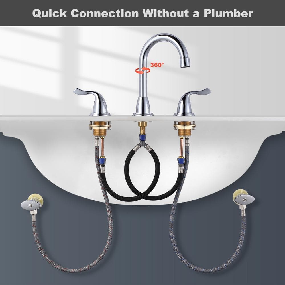 Polished Chrome 8 in. Widespread Double Handle Bathroom Faucet