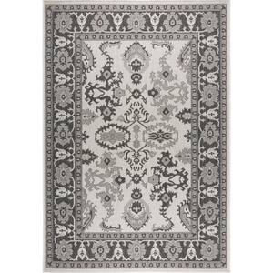 Patio Country Ayana Gray/Black 5 ft. x 7 ft. Medallion Indoor/Outdoor Area Rug