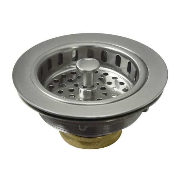 Made To Match 4.5 in. W Brass Kitchen Sink Basket Strainer in Brushed Nickel