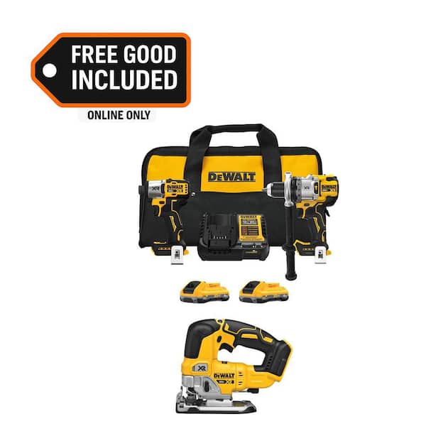 20V MAX Lithium-Ion Cordless 2-Tool Combo Kit and Brushless Jigsaw with (2) 4.0 Ah Batteries, Charger and Kit Bag