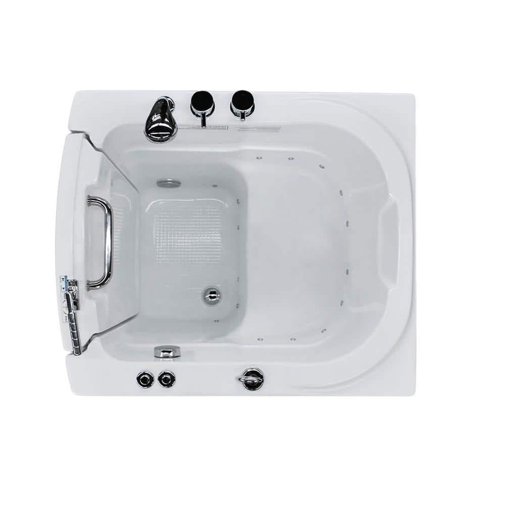 Universal White Fiberglass Walk-In Air Bathtub with Left Drain