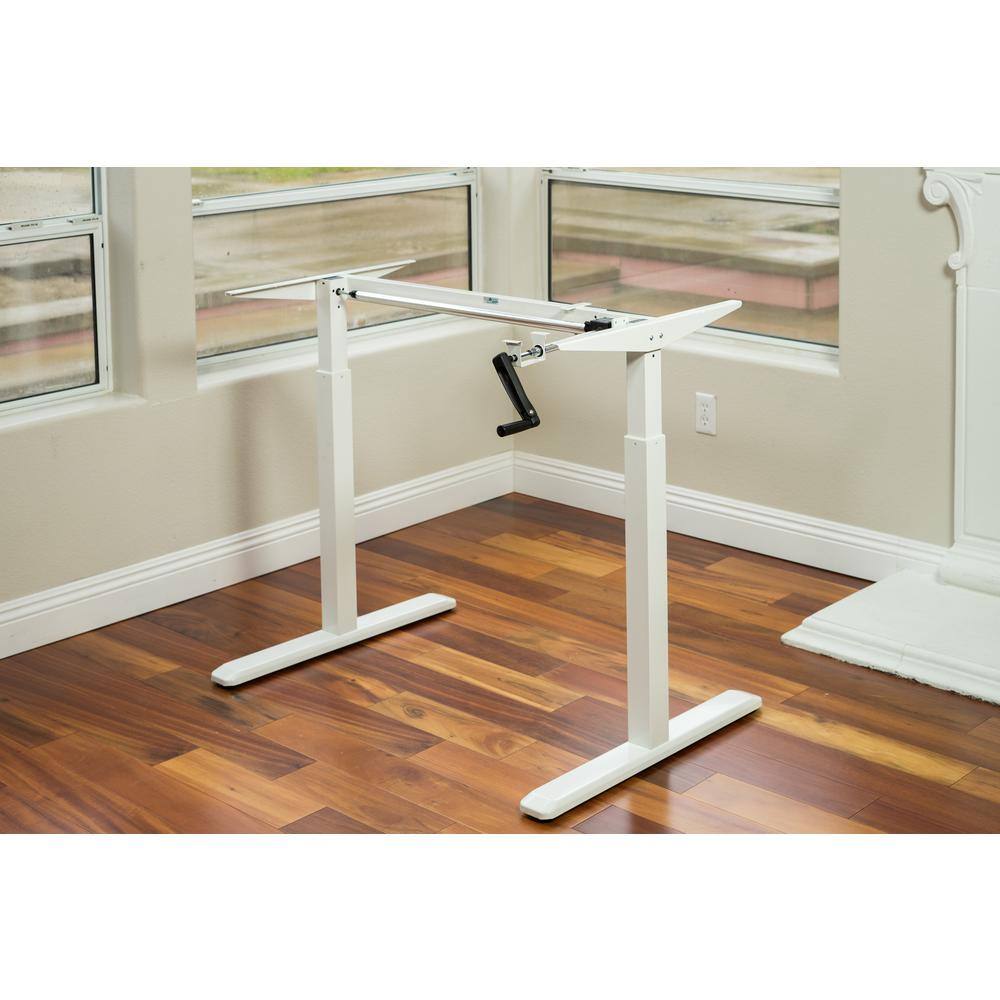 White Adjustable Height Metal Standing Desk
