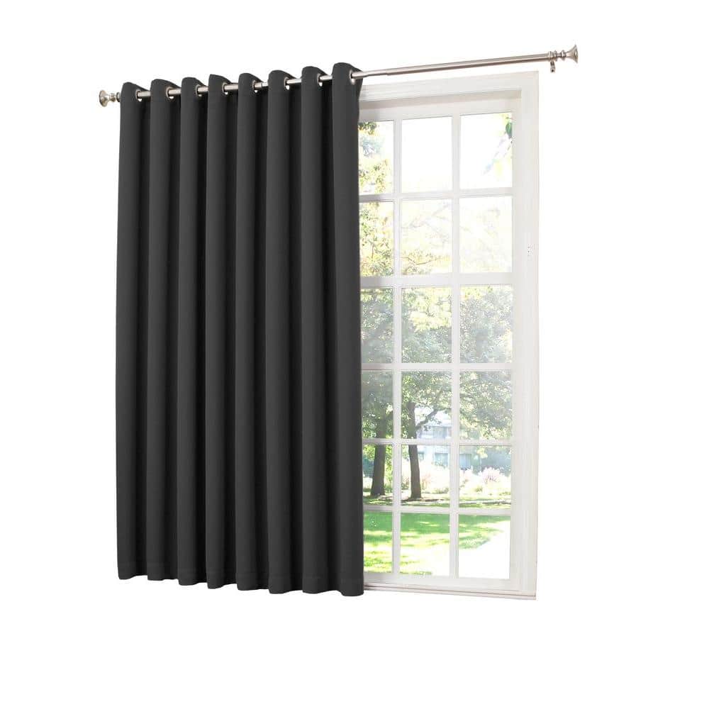 Black Polyester Room Darkening Grommet Curtain Panel 100" x 84"