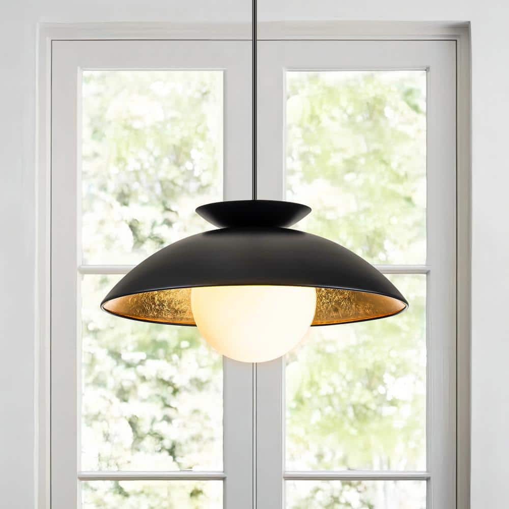 Rennnsan Dylan 1-Light Matte Black and Gold Modern Hanging Pendant