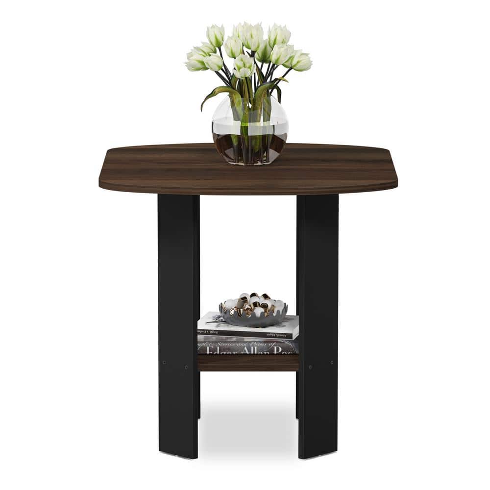Columbia Walnut & Black Square Wooden End Table