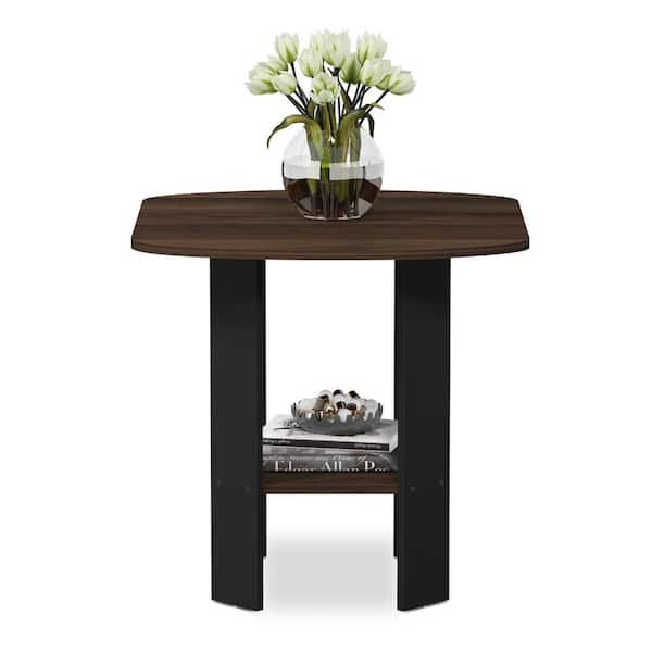 Furinno Simple Design Columbia Walnut/Black End/Side Table