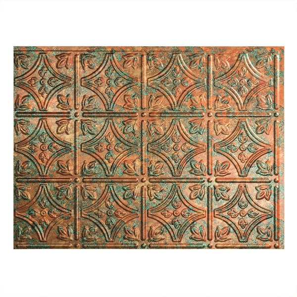Fasade 18.25 in. x 24.25 in. Copper Fantasy Traditional Style # 1 PVC Decorative Backsplash Panel
