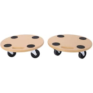 15 in. Round Platform Furniture Moving Dolly, Heavy-Duty Wood Rolling Mover for Piano Couch Fridge Heavy Items(2-pices)