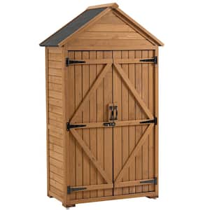 Kingdely 2.8 ft. W x 1.5 ft. D x 5.3 ft. H Brown Wood Outdoor Storage  Cabinet, Garden Storage Shed With Lock KF120422-01-c - The Home Depot