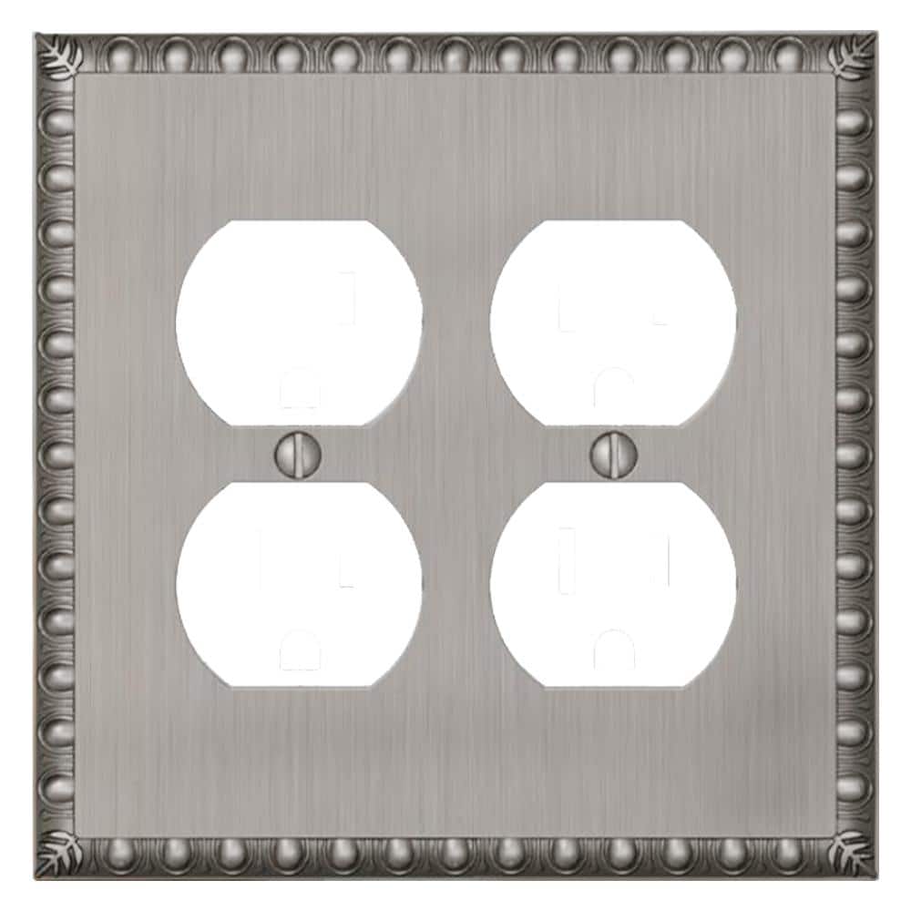Antique Nickel Double Duplex Cast Metal Wallplate