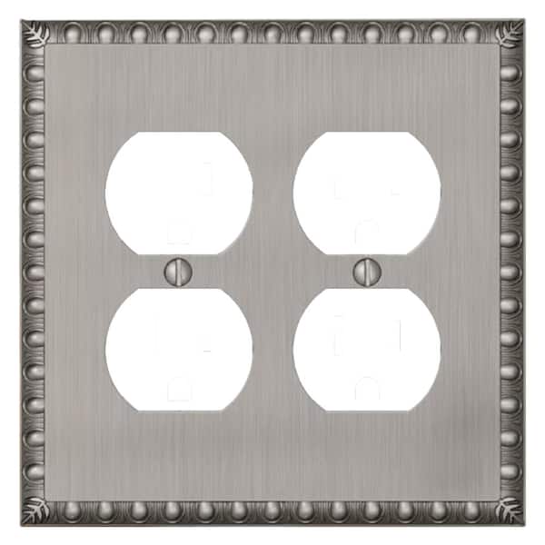 Antiquity 2 Gang Duplex Metal Wall Plate - Antique Nickel