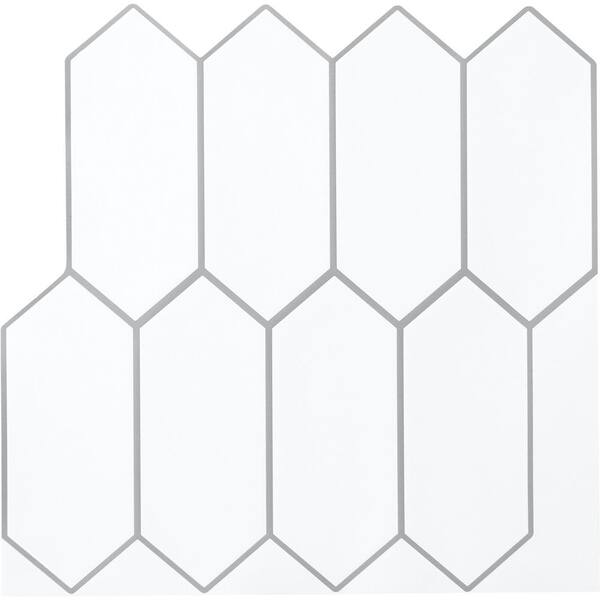 WallPOPs White Rhombus Wall Applique Peel and Stick Backsplash Tiles